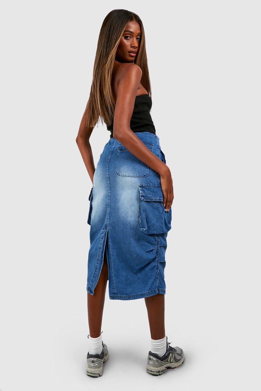 Denim pencil shop skirt boohoo